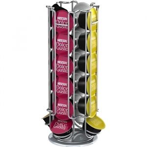 Porte-Capsules Rotatif Pouvant Contenir 24 Capsules Dolce Gusto Acier Chrom&eacute;