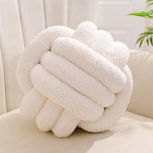 Coussin Noeud Blanc LaiteuxCoussin Rond Balle Decoration ChambreCoussin Deco Salon AestheticCoussin Canape Decoration28CM