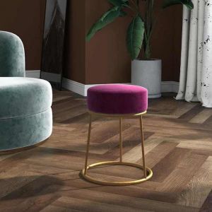 Petit Fauteuil 1 PLACE - pour salon - Chaise/ Tabouret rond Violet Velours D&Eacute;COSHOP 865314 2 ans garantie