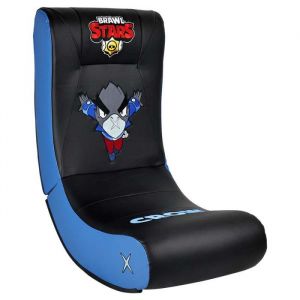 Fauteuil à Bascule Junior Brawl Stars Noir et Bleu Rocking Chair Simili Cuir avec Broderies - Subsonic