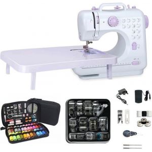 505A Machine &agrave; Coudre &eacute;lectronique Semi-automatique avec 12 Points diff&eacute;rents et P&eacute;dale Portable (Machine &agrave; coudre+Kit de couture)