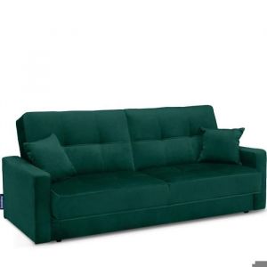Canapé convertible ORIO 3 places matelassé Vert avec coffre - L 219 x P 90 x H 90 cm