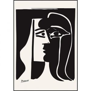 Pablo Picasso c&eacute;l&egrave;bre noir blanc visage toile peinture Hd impression affiches et impressions avec cadre 30x40cm[13956]