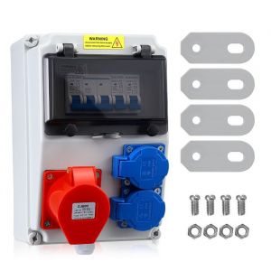 400V Coffret &Eacute;lectrique de Chantier IP54 &Eacute;tanche avec Disjoncteur R&eacute;partiteur de Courant 32A Interrupteur Principal 2&times;16A Prises