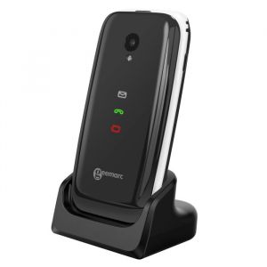T&eacute;l&eacute;phone senior clapet amplifi&eacute; compatible avec appareils auditifs Geemarc Blanc / Noir