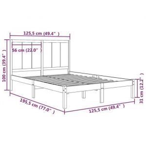 BURKE* Lit simple 120x190 cm Structure de lit classique sans matelas bois de pin massif- LL1995