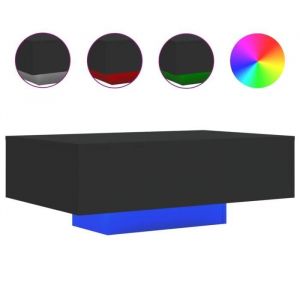 Table basse - LED - Noir - Rectangulaire - Laqué