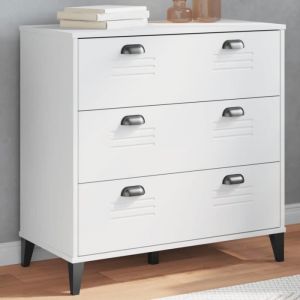 Commode - ZERODIS - VIKEN - Bois de pin massif - 3 tiroirs - Style industriel