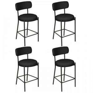 MIPAN.Tabouret de Bar Lot de 4 - Tabouret de Bar Noir  - Chaise Haute de Bar avec Pied en M&eacute;tal pour &icirc;lot de Cuisine - Peluche