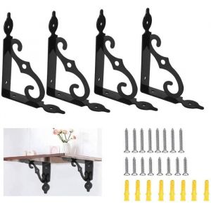 Équerre de Fixation - Noir - Lot de 4 - 140x110mm - Fer - Multifonctionnel