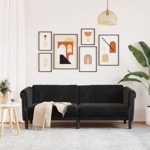 Sofa droit fixe - Clic Clac Canapé à 3 places - NEUF - noir velours CA9234431