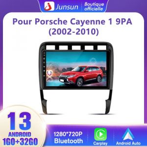 Junsun Autoradio Android 13 pour Porsche Cayenne 9PA (2002-2010) 1Go+32Go 9 écran Tactile avec Carplay GPS Android Auto