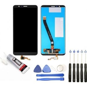 Ecran complet: Vitre tactile + Ecran LCD compatible avec Huawei Honor 7X Taille 5.93" NOIR + Kit outils + Colle B7000 Offerte