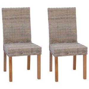 Les Soldes Chaise de salle &agrave; manger (2 pcs) - CLOUD - Chaises &agrave; dossier haut - Gris Kubu 45x54x93 cm J121