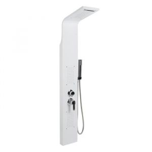 Colonne de douche hydromassante - HUOLE - Blanc - Acier inoxydable - Douchette