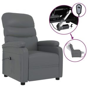 @FR Fauteuil inclinable scandinave - Chaise relaxant/Fauteuil TV - &eacute;lectrique Gris Similicuir - 2202538