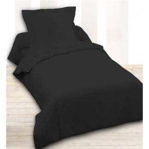 Housse de couette - LA MAISON DAMELIE - INTIMITY - Noir - Uni - 140 x 200 cm