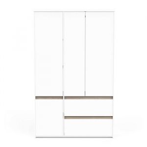 Armoire placard de rangement 4 portes 2 tiroirs couleur blanc mat / ch&ecirc;ne - Largeur 1382 x Profondeur 50 x Hauteur 22005 cm