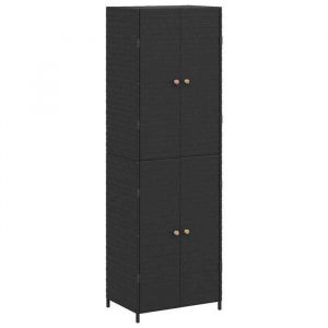 BONNIE®Armoire de rangement de jardin - Armoire Haute dExtérieur Noir 59x40x180 cm Résine tressée FR747477