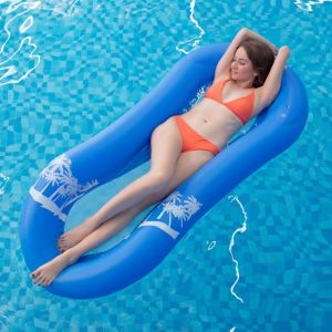 Bouee Piscine Adulte avec Tête à Flotteur Semi-immergé Recliner Lounge Filet Matelas Gonflable Jouets de Piscine