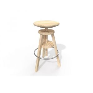 Tabouret &agrave; vis de bar - Couleur - Brut - Bois - Panneaux de particules - Blanc - Int&eacute;rieur - Bois massif