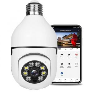 CAMCAMP Cam&eacute;ra ampoule 1080P WiFi int&eacute;rieur sans fil 360&deg; panoramique cam&eacute;ra espion avec Couleur vision noctur Stockage en ligne