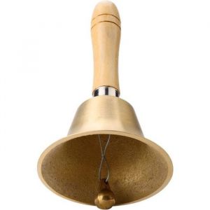 Cloche de table 8cm clochette à main multifonctionnelle avec poignée en bois Instrument de musique