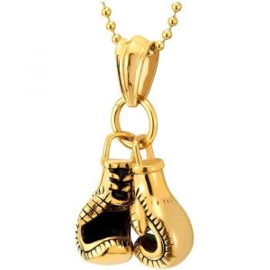 Paar Gant de Boxe Pendentif Collier Homme Garons Acier Inoxydabl - avec 60CM Chane de Boule[108]