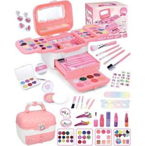 Maquillage Enfant Jouet 80 Pcs Kit de Maquillage Lavable pour Enfants malette Maquillage Fille Coffret Maquillage Fille