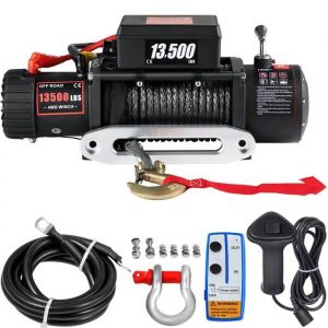 SIHAO 13500LBS 12V treuil &eacute;lectrique synth&eacute;tique remorque corde treuil pour 4X4 remorque de voiture camion ATV