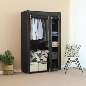 Armoire Penderie Rangement Dressing En Tissu Intiss&eacute; Penderie Dressing Pliant - KELUODAE&deg; - Noir - 105x43x172cm