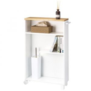 eluno Chariot de salle de bain chariot de niche chariot de cuisine organisateur de salle de bain avec 3 niveaux blanc