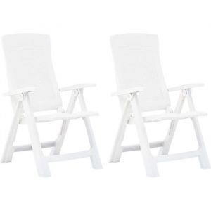 Top Chaises inclinables de jardin JILI - Fauteuil dextérieur 2 pcs Plastique Blanc142 Kg