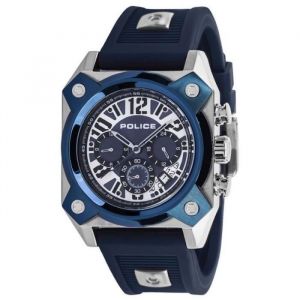 Montre homme - POLICE - PL.14690JSTBL/03P - Bracelet en silicone - Cadran bleu - Etanche 3 ATM