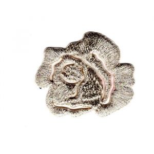 Ecusson Thermocollant - MEDIAC - Fleur Ajour&eacute; - Argent&eacute; - 3 x 3 cm - Application au fer &agrave; repasser