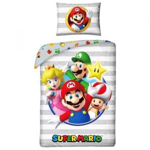 MARIO -SUPER MARIO - PARURE DE LIT- HOUSSE DE COUETTE 140X200 CM  + TAIE - 65X65 CM-NEUF