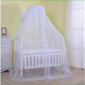 Ciel de Lit Bébé avec Support Voile Grande Taille Moustiquaire Décorative Blanc