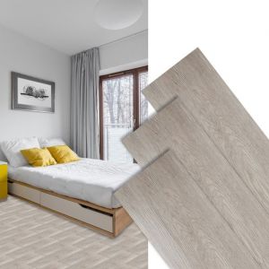 Bettizia Lames de sol PVC adhésives -Boite de 63 lames vinyle auto-adhésives - 9 m² - Chêne blancPLAQUETTE DE PAREMENT