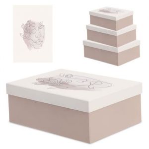 Set de 3 boîtes décoratives en carton rose marron rangement pour femmes décoration de salon 2847453CLM