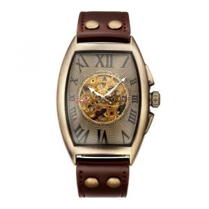 Montre mécanique automatique Ceinture en cuir pour hommes Squelette transparent Sport Montre-bracelet mécanique de luxe pour hommes
