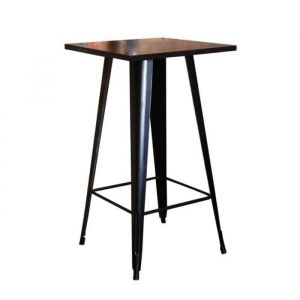 YIS Table Haute de Bar - Carr&eacute; 60 cm - Table de bistrot pour Cuisine ou Exterieur Jardin terrasse Balcon - Hauteur: 103 cm noir