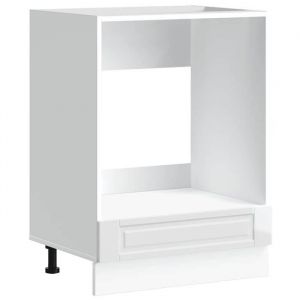 (SOLDE dété)Armoire à four/Colonne de cuisine - Porto - Pieds réglable - blanc brillant bois dingénierie Aspect élégant*2962