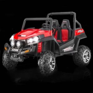 Véhicule électrique RSX Red - 2.4Ghz 24V 4 X MOTOR télécommande deux places en cuir Roues Soft EVA Radio FM Bluetooth
