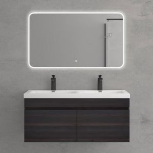 Mai & Mai Meuble de salle de bain gris foncé avec lavabo meuble sous vasque 120x48x55cm meuble suspendu avec 2 tiroirs