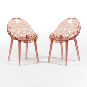 Chaises - Diamante - Polycarbonate Transparent - Lot de 2 - Rose Pastel - Intérieur/Extérieur