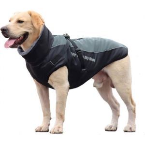 Manteau dhiver pour chien - VETOBIOL - Imperm&eacute;able - R&eacute;fl&eacute;chissant - R&eacute;glable - XL - Gris - Oxford - Polyester - Coton