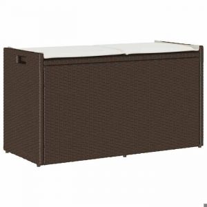 Economique Banc de rangement-coffre rangement - NEUF - extérieur coussin marron 100cm résine tressée EUXT747675