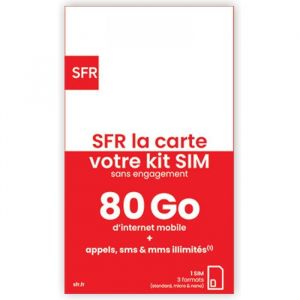 Carte SIM - SFR - Prépayée Illimité - 80 Go Internet - Appels/SMS/MMS Illimités - Sans Engagement