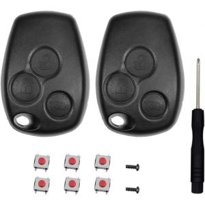 2 Pi&egrave;ces Boitier de cl&eacute; Renault 2 Boutons Coque Cl&eacute; T&eacute;l&eacute;commande Compatible avec Renault Kangoo Modus Clio Master Trafic Twingo