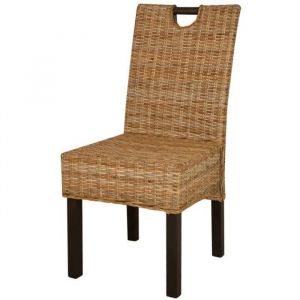 Chaises &agrave; manger - lot de 4 - rotin Kubu bois de manguier - 46x57x96 cm SS80676